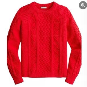 J. Crew Red 100% Cotton Chunky Cable-Knit Sweater